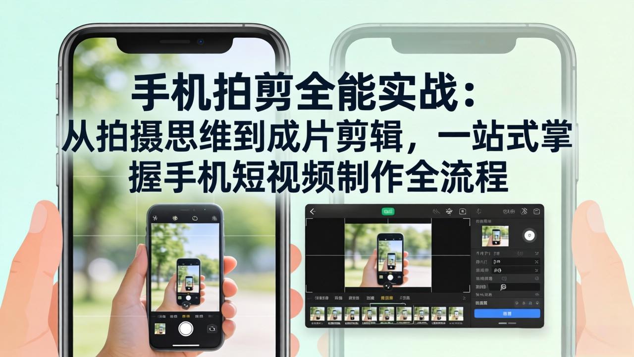 手机拍剪全能实战：从拍摄思维到成片剪辑，一站式掌握手机短视频制作全流程-情久项目网