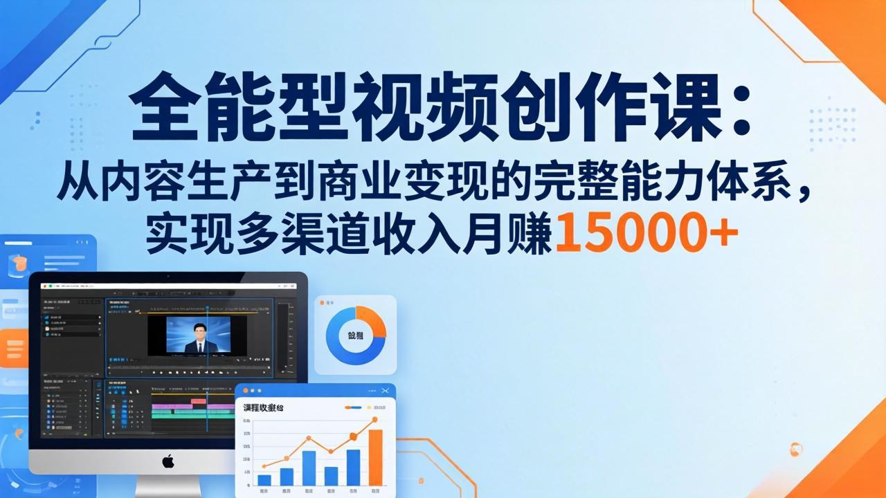 全能型视频创作课-26年3月更新：从内容生产到商业变现的完整能力体系，多渠道收入月赚15000+-情久项目网