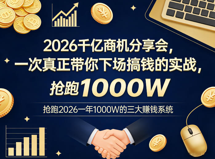 2026千亿商机分享会，一次真正带你下场搞钱的实战，抢跑2026一年1000W的三大賺钱系统-情久项目网