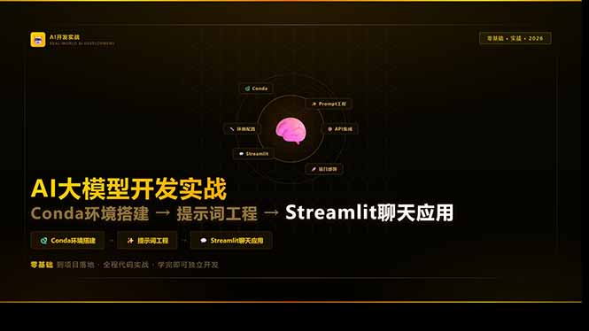AI大模型开发实战：Conda环境搭建→提示词工程→Streamlit聊天应用，零基础到项目落地-情久项目网