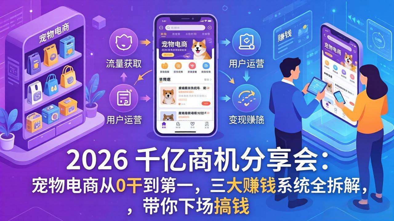 2026 千亿商机分享会：宠物电商从0干到第一，三大赚钱系统全拆解，带你下场搞钱-情久项目网