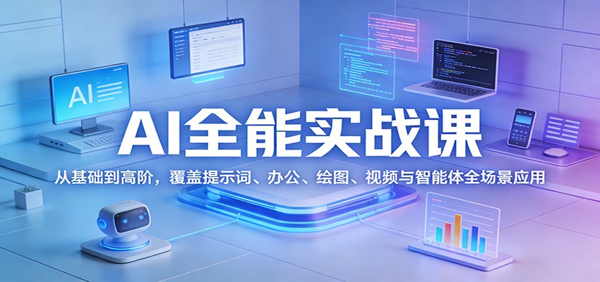 AI全能实战课：从基础到高阶，覆盖提示词、办公、绘图、视频与智能体全场景应用-情久项目网