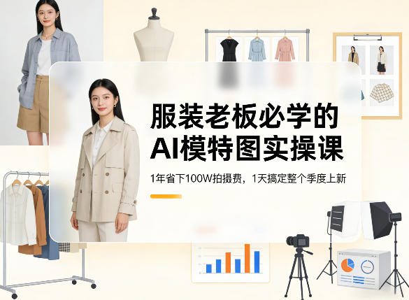 服装老板必学的AI模特图实操课，1年省下100W拍摄费，1天搞定整个季度上新-情久项目网