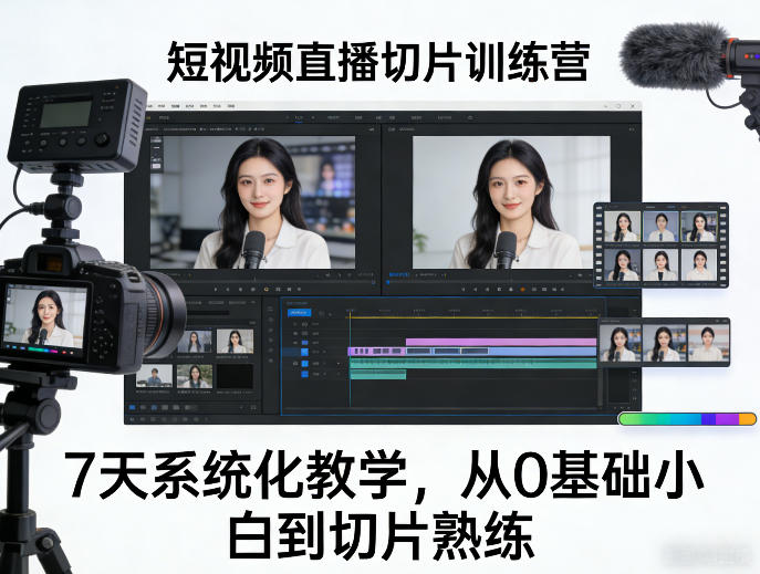 短视频直播切片训练营，7天系统化教学，从0基础小白到切片熟练-情久项目网