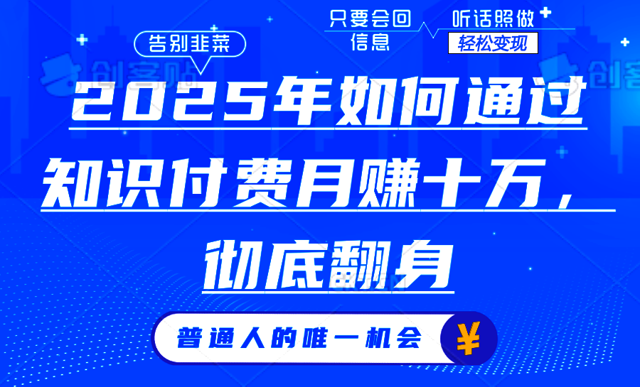 2025年如何通过知识付费月入十万，年入百万。。-情久项目网