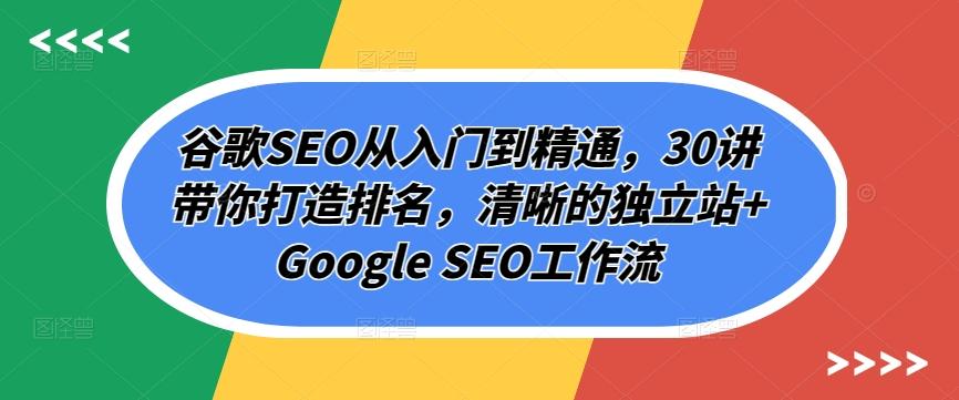 谷歌SEO从入门到精通，30讲带你打造排名，清晰的独立站+Google SEO工作流-情久项目网