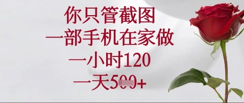 你只管截图，一部手机在家操作，一小时120.一天5张【揭秘】-情久项目网