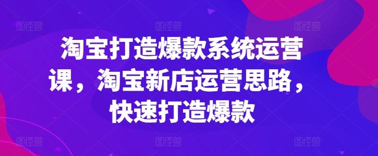 淘宝打造爆款系统运营课，淘宝新店运营思路，快速打造爆款-情久项目网