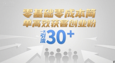 零基础零成本简单高效获客创业粉，一天引流30+-情久项目网
