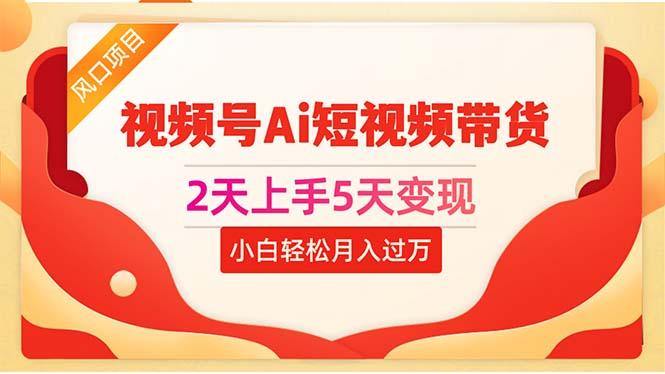 2天上手5天变现视频号Ai短视频带货0粉丝0基础小白轻松月入过万-情久项目网