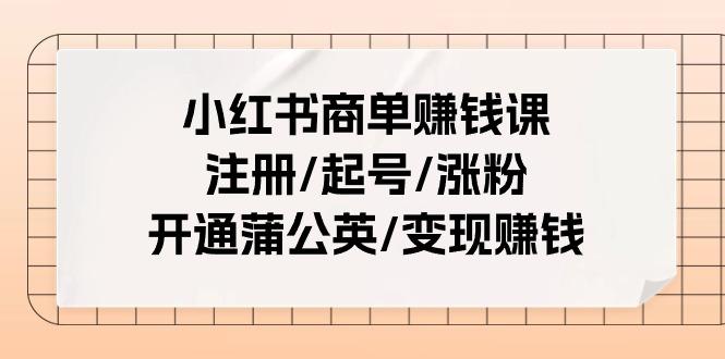 小红书商单赚钱课：注册/起号/涨粉/开通蒲公英/变现赚钱(25节课)-情久项目网