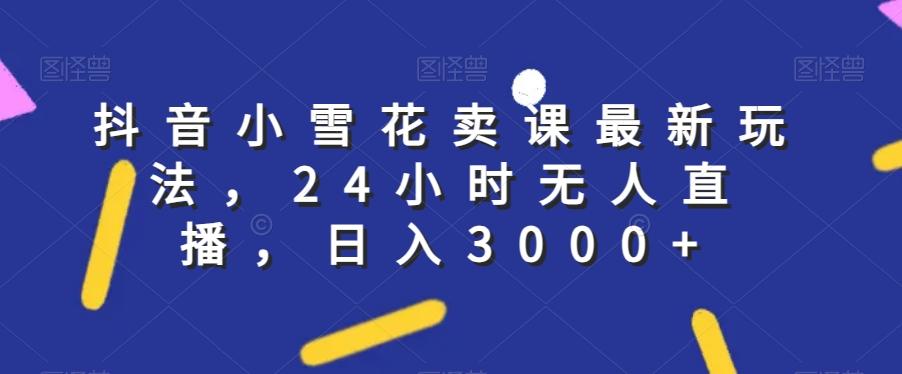 抖音小雪花卖课最新玩法，24小时无人直播，日入3000+【揭秘】-情久项目网