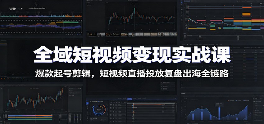 全域短视频变现实战课：爆款起号剪辑，短视频直播投放复盘出海全链路-情久项目网