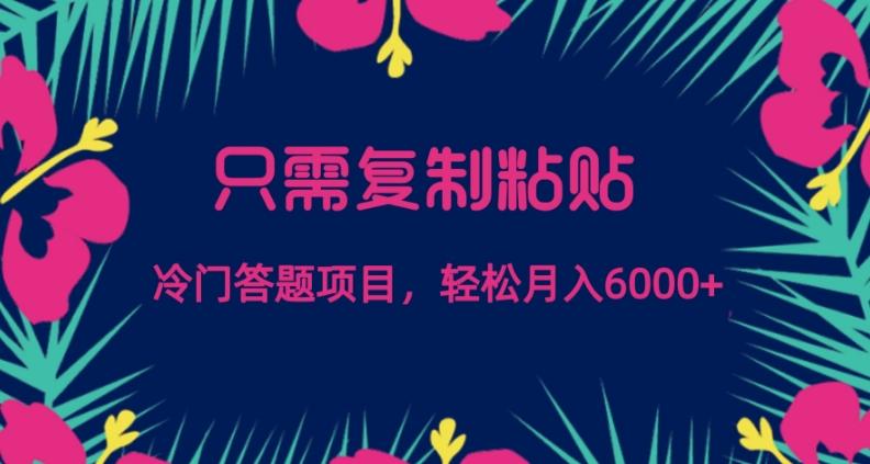 只需复制粘贴，冷门答题项目，轻松月入6000-情久项目网