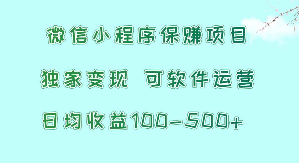 微信小程序保赚项目，日均收益100~500+，独家变现，可软件运营-情久项目网