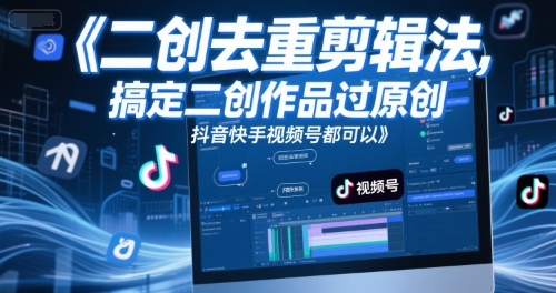 短视频二创去重剪辑法，搞定二创作品过原创，抖音快手视频号都可以-情久项目网