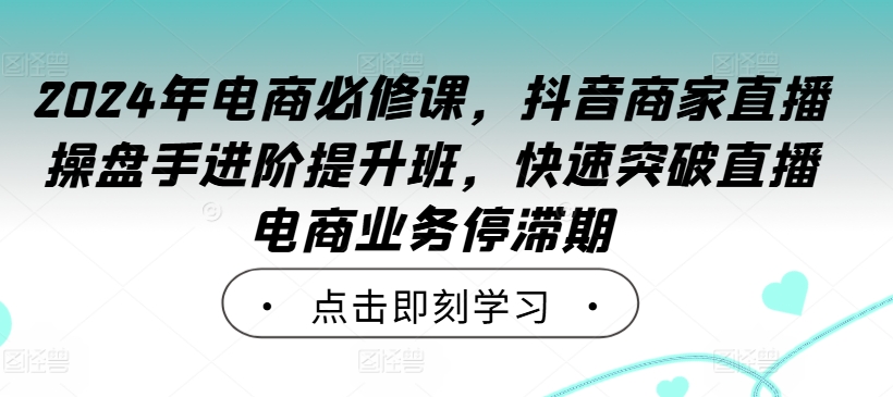 2024年电商必修课，抖音商家直播操盘手进阶提升班，快速突破直播电商业务停滞期-情久项目网