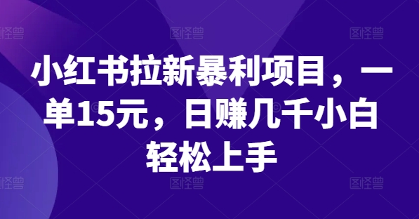 小红书拉新暴利项目，一单15元，日赚几千小白轻松上手【揭秘】-情久项目网
