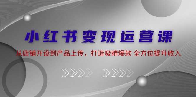 小红书变现运营课：从店铺开设到产品上传，打造吸睛爆款 全方位提升收入-情久项目网