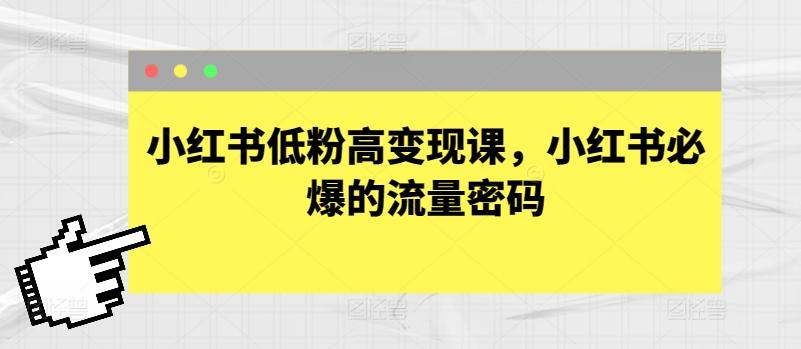 小红书低粉高变现课，小红书必爆的流量密码-情久项目网