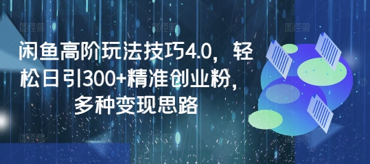 闲鱼高阶玩法技巧4.0，轻松日引300+精准创业粉，多种变现思路-情久项目网