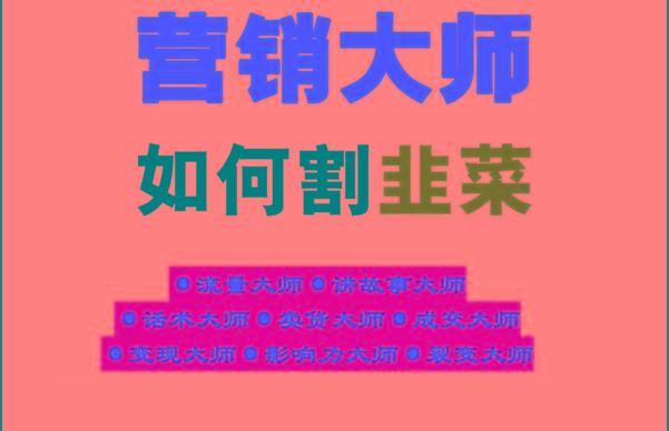《营销大师如何割韭菜》禁止外传的大师绝学电子书-情久项目网
