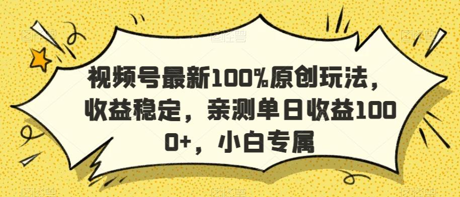 视频号最新100%原创玩法，收益稳定，亲测单日收益1000+，小白专属【揭秘】-情久项目网