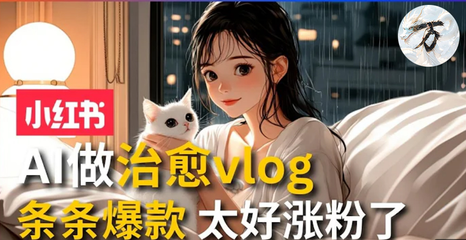 AI治愈系vlog动画视频，小红书1个月轻松涨粉破万，商单报价1500+日入2000+-情久项目网