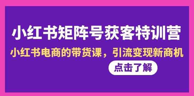 小红书矩阵号获客特训营-第10期，小红书电商的带货课，引流变现新商机-情久项目网