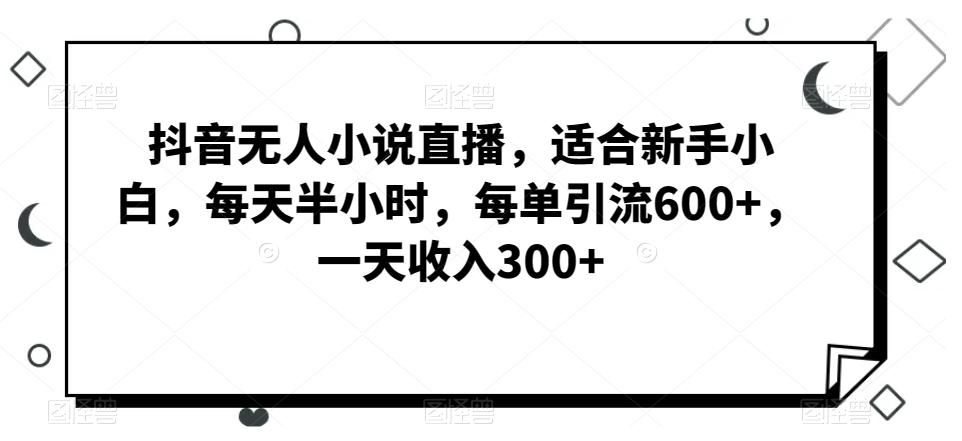 抖音无人小说直播，适合新手小白，每天半小时，每单引流600+，一天收入300+-情久项目网