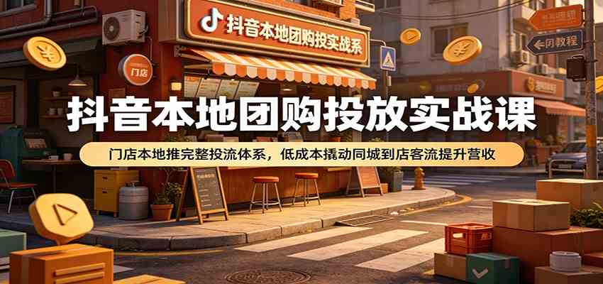 抖音本地团购投放实战课：门店本地推完整投流体系，低成本撬动同城到店客流提升营收-情久项目网