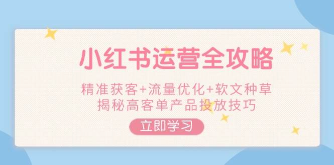 小红书运营全攻略，精准获客+流量优化+软文种草，揭秘高客单产品投放技巧-情久项目网