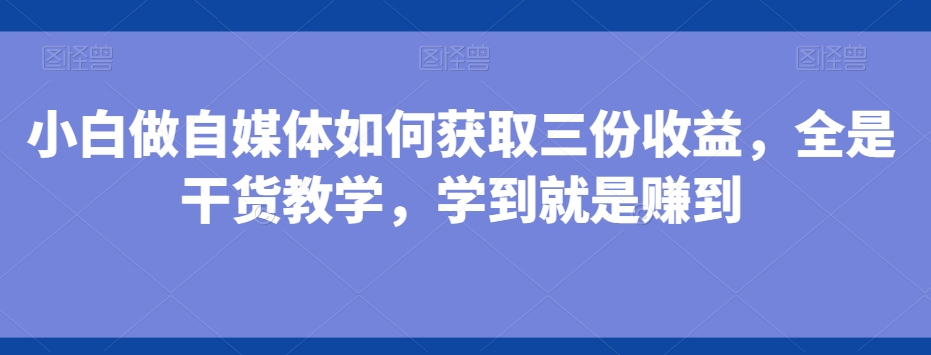 小白做自媒体如何获取三份收益，全是干货教学，学到就是赚到-情久项目网