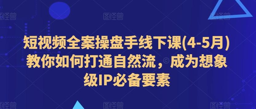 短视频全案操盘手线下课(4-5月)教你如何打通自然流，成为想象级IP必备要素-情久项目网
