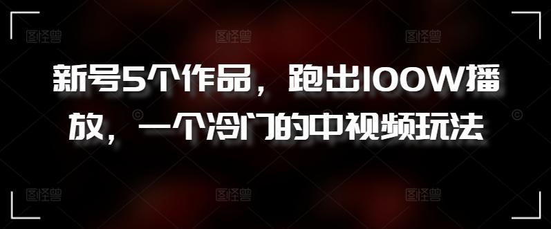 新号5个作品，跑出100W播放，一个冷门的中视频玩法【揭秘】-情久项目网
