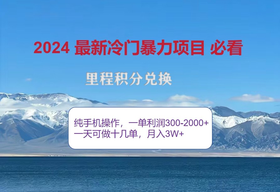 2024惊爆冷门暴利，里程积分最新玩法，高爆发期，一单300+—2000+-情久项目网