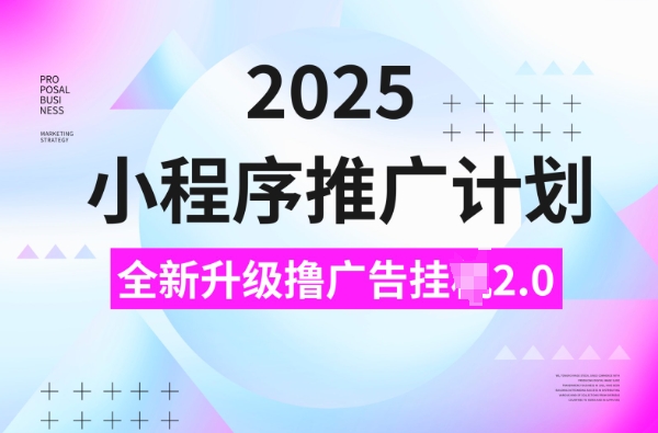 2025小程序推广计划，撸广告挂JI3.0玩法，日均5张【揭秘】-情久项目网