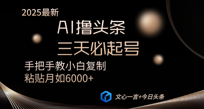 AI撸头条三天必起号手把手教小白复制粘贴月入6000+教程-情久项目网