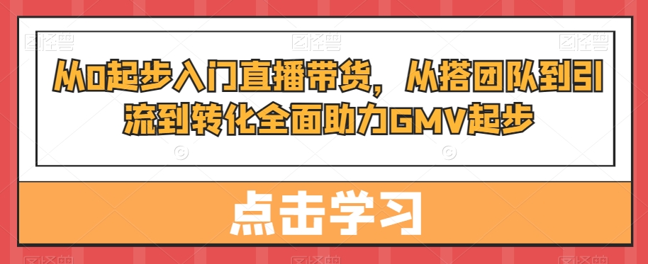 从0起步入门直播带货，​从搭团队到引流到转化全面助力GMV起步-情久项目网
