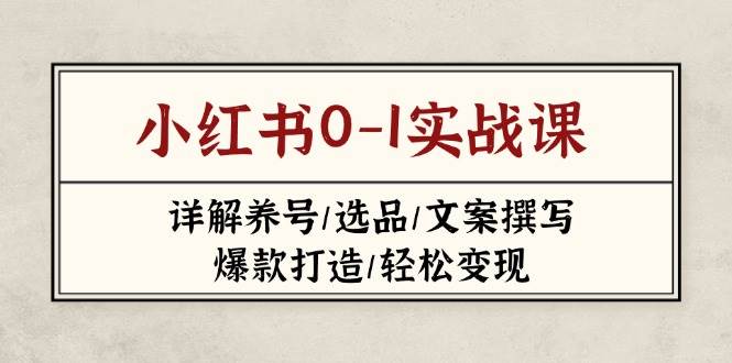 小红书0-1实战课(2023-2025)，详解养号/选品/文案撰写/爆款打造/轻松变现-情久项目网