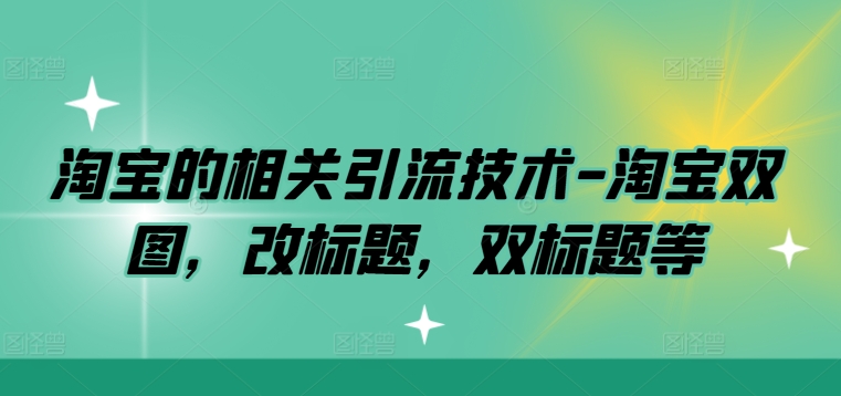 淘宝的相关引流技术-淘宝双图，改标题，双标题等-情久项目网