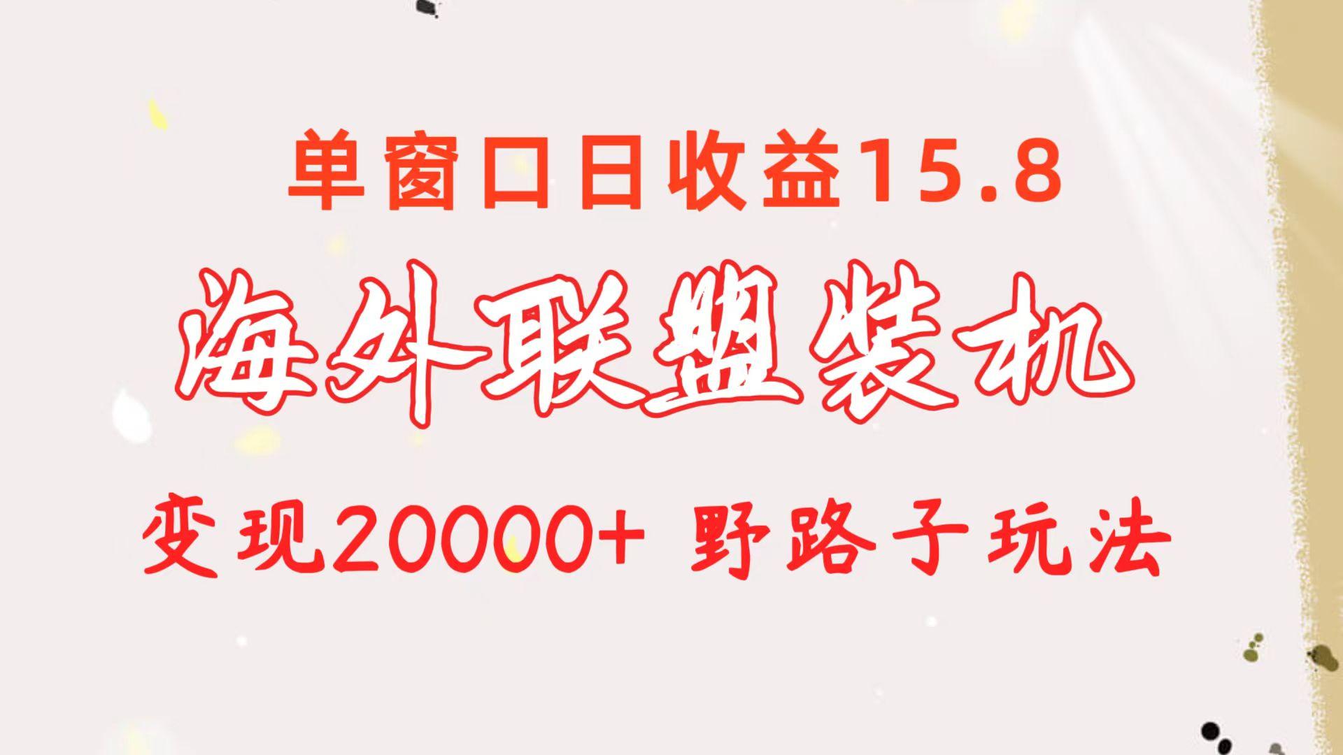海外联盟装机 单窗口日收益15.8  变现20000+ 野路子玩法-情久项目网