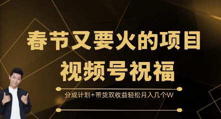 春节又要火的项目视频号祝福，分成计划+带货双收益，轻松月入几个W【揭秘】-情久项目网