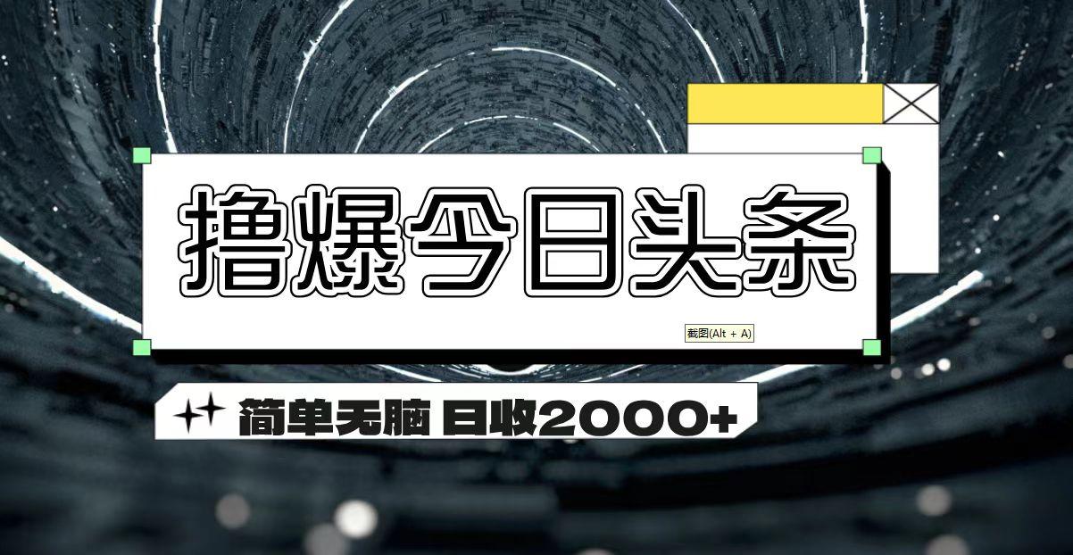 撸爆今日头条 简单无脑操作 日收2000+-情久项目网