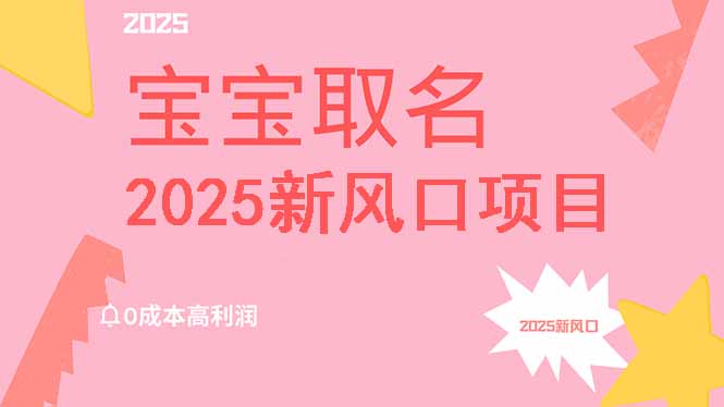 2025新风口项目宝宝取名，0成本高利润，附保姆级教程，月入过万不是梦-情久项目网
