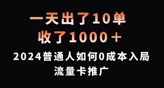 一天出了10单，收了1000+，2024普通人如何0成本入局流量卡推广【揭秘】-情久项目网