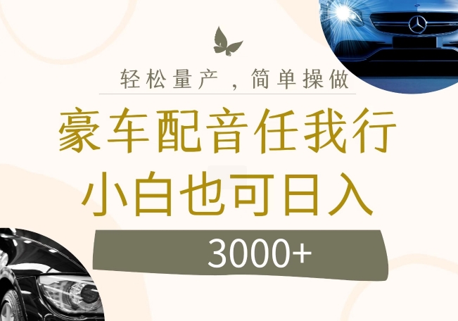 不为人知的暴力小项目，豪车配音，日入几张【揭秘】-情久项目网