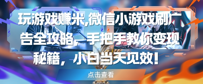 玩游戏挣米，微信小游戏刷广告全攻略，手把手教你变现秘籍，小白当天见效-情久项目网