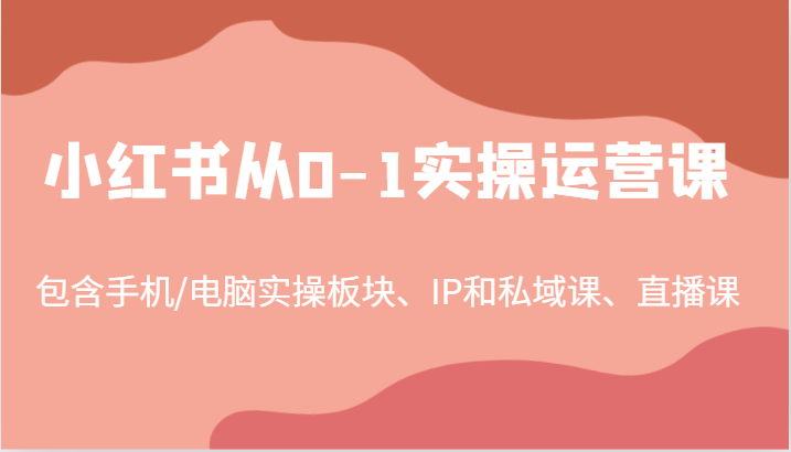 小红书从0-1实操运营课，包含手机/电脑实操板块、IP和私域课、直播课(97节)-情久项目网