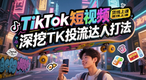 TikTok短视频带货线上课，深挖TK投流达人打法-情久项目网